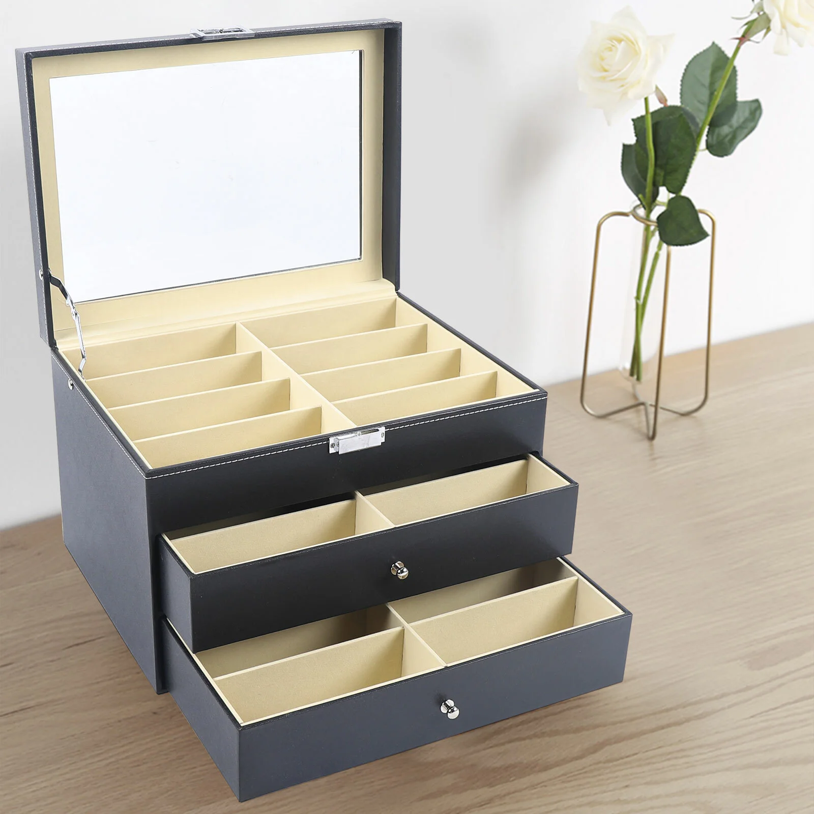 24 grid eye glasses case eyewear sunglasses display box storage holder organizer 4